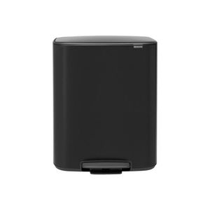 Cos de gunoi cu pedala, Brabantia, Bo Pedal, 2x30 L, 36.3x54.1x65.2 cm, otel, negru mat imagine