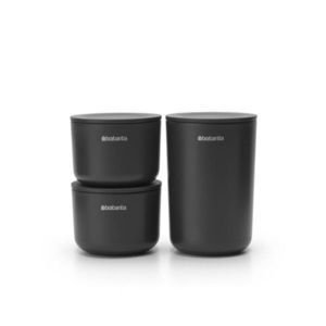 Set 3 recipiente de baie, Brabantia, Dark Grey, polipropilena, gri inchis imagine