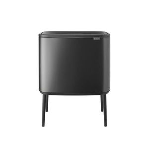 Cos de gunoi cu soft touch, Brabantia, Bo Touch, 11+23 L, 31.2x54x68 cm, otel, gri inchis imagine