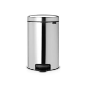 Cos de gunoi cu pedala, Brabantia, NewIcon Brilliant Metal Bucket, 12 L, 33.8x25.1x41.1 cm, otel, argintiu imagine