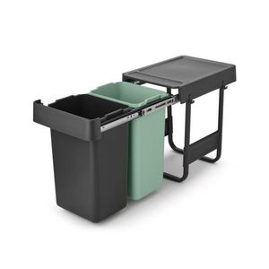 Cos de gunoi incorporat, Brabantia, Sort&Go, 2x15 L, 48.1x31.9x43.1 cm, polipropilena, gri inchis/verde jad imagine