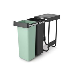 Cos de gunoi incorporat, Brabantia, Sort&Go, 2x30 L, 48.1x30.4x63.7 cm, polipropilena, gri inchis/verde jad imagine