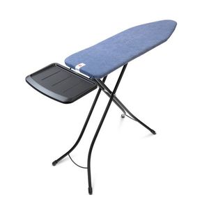 Masa de calcat, Brabantia B, Denim Blue, 124x38 cm, 7 pozitii de reglare, cu suport statie de calcat, otel/bumbac imagine