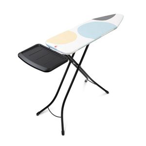Masa de calcat, Brabantia B, PerfectFlow Spring Bubbles, 124x38 cm, 7 pozitii de reglare, cu suport statie de calcat, otel/bumbac imagine