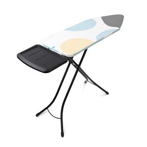 Masa de calcat, Brabantia C, PerfectFlow Spring Bubbles, 124x45 cm, 7 pozitii de reglare, cu suport statie de calcat, otel/bumbac imagine