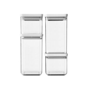 Set 4 recipiente depozitare, Brabantia, Tasty+, 2х700 ml, 2x1.6 L, plastic, gri deschis imagine