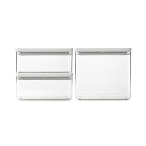 Set 3 recipiente depozitare, Brabantia, Tasty+, 2x1.5 L, 1x3.5 L, plastic, gri deschis imagine