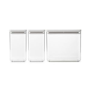 Set 3 recipiente depozitare, Brabantia, Tasty+, 2x1.6 L, 1x3.5 L, plastic, gri deschis imagine