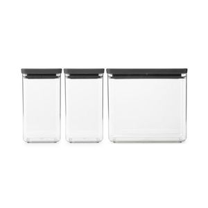 Set 3 recipiente depozitare, Brabantia, Tasty+, 2x1.6 L, 1x3.5 L, plastic, gri inchis imagine