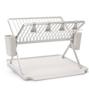 Scurgator de vase cu suport tacamuri, pliabil, Brabantia, SinkSide, 51x42x33 cm, aluminiu, gri deschis imagine
