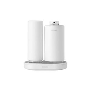 Set dozator sapun / detergent lichid 2 piese, Brabantia, SinkStyle Mineral, 14x9.5x15.7 cm, 220 ml, otel, alb imagine