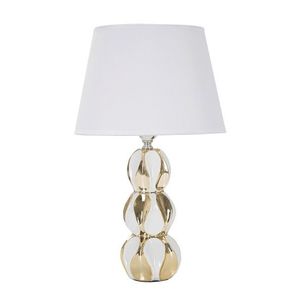 Lampa de masa, Glam Balls, Mauro Ferretti, 1 x E27, 40W, Ø28 x 46 cm, ceramica/fier/textil, alb/auriu imagine