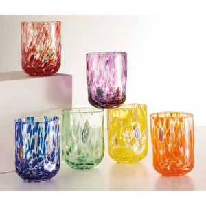 Set 6 pahare, Pavone, Brandani, 8x10.5 cm, 400ml, sticla, multicolor imagine