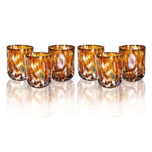 Set 6 pahare, Pavone, Brandani, 8x10.5 cm, 400 ml, sticla, ambra imagine