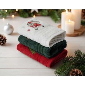 Set prosoape, L'essentiel Maison, Santa C, Verde / Roșu / Alb imagine