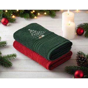 Set prosoape, L'essentiel Maison, New Year, Verde / Roșu / Alb imagine