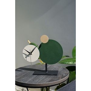 Ceas de masa, MYK2117-2, 26x25 cm, Verde / Crem / Maro imagine