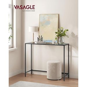 Consola cu blat din sticla securizata, Vasagle, 100x20x80 cm, otel, negru/gri ardezie imagine