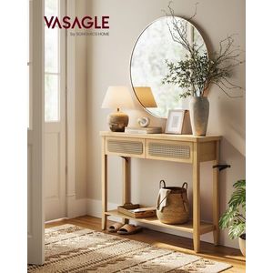 Consola cu sertare Boho Style, Vasagle, 100x30x80 cm, PAL/MDF, bej imagine