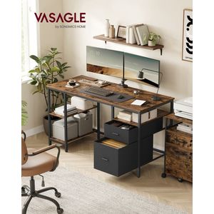 Birou, Vasagle Office, 140x60x76 cm, PAL/otel, maro rustic imagine