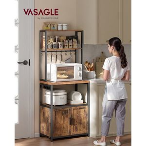 Dulap de bucatarie Coffee Bar, Vasagle, cu priza integrata, 60x40x170 cm, PAL/otel, gri carbune imagine