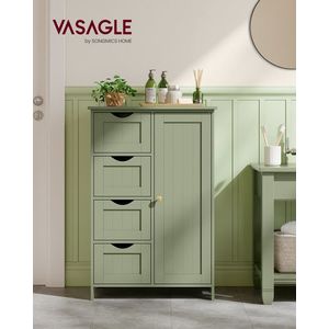 Dulap compact de baie cu 4 sertare, Vasagle, 55x30x82 cm, MDF/PAL, verde imagine