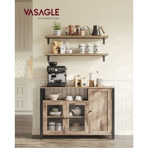 Bufet Industrial, Vasagle, 110x33x75 cm, PAL/otel, camel/negru imagine