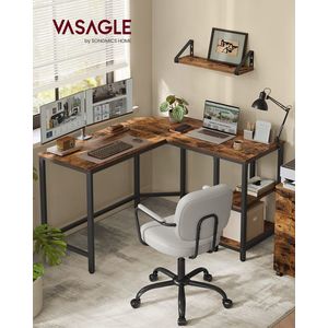 Birou de colt L-Shaped, Vasagle, design reversibil, 130x120x74.7 cm, PAL/otel, maro rustic imagine