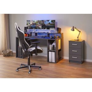 Birou Match Point, Inter Link, 160x91x76.5 cm, lemn, antracit imagine