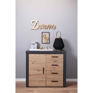 Comoda Corbeto 1T4S, Inter Link, 94x90x86 cm, lemn, antracit/natur imagine