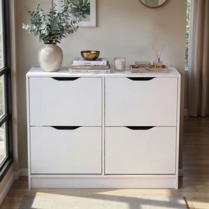 Pantofar cu 4 usi Westphalen 8-B, Inter Link, 100x25x90 cm, PAL, alb imagine