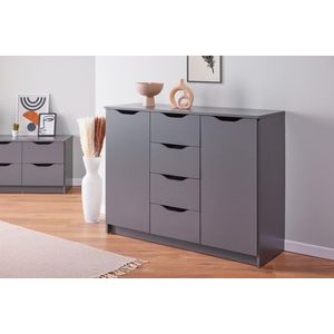 Comoda Silenzia 2S4S, Inter Link, 81.5x40x112.5 cm, lemn, gri grafit imagine