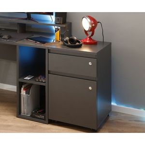 Dulap de birou cu roti si cheie File Guard, Inter Link, 44x51.3x76.9 cm, lemn, antracit imagine