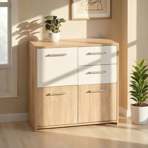 Comoda Eboli, Inter Link, 77x30x76 cm, PAL, sonoma/alb imagine