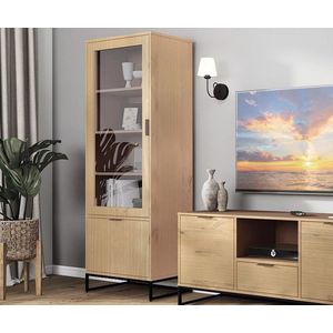 Dulap multifunctional Vivo 2T, Inter Link, 70x45x190 cm, lemn, stejar/negru imagine