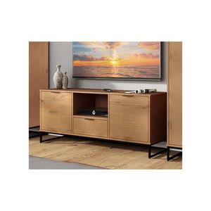 Comoda TV Vivo 2T1S, Inter Link, 150x45x50 cm, lemn, stejar/negru imagine