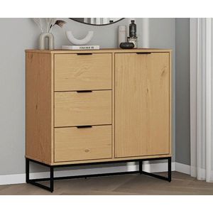 Comoda Vivo 1T3S, Inter Link, 100x45x80 cm, lemn, stejar/negru imagine