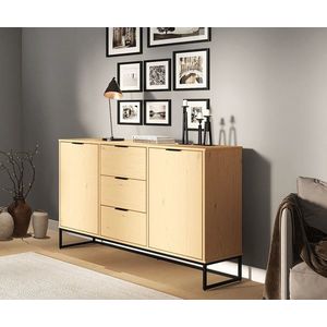 Comoda Vivo 2T3S, Inter Link, 150x45x80 cm, lemn, stejar/negru imagine