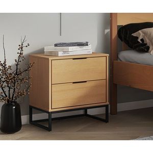 Noptiera Luna 2S, Inter Link, 50x45x59 cm, lemn, stejar imagine