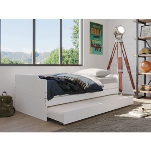 Pat multifunctional 3 in 1 pentru o persoana, 90x200 cm, Lotar, Inter Link, lemn, alb imagine