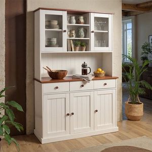 Bufet Westerland 6.2 , Inter Link, 131x45x190 cm, lemn, alb/maro sepia imagine