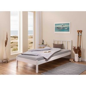 Pat pentru o persoana, 90x200 cm, Fredy, Inter Link, lemn, alb imagine