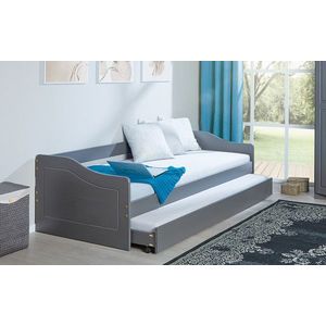 Pat multifunctional pentru o persoana, 90x200 cm, Malte, Inter Link, lemn, gri imagine