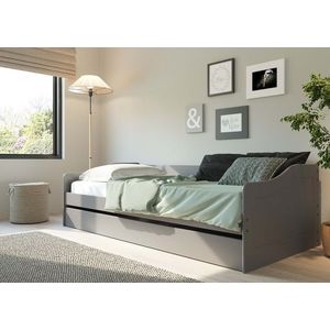 Pat multifunctional pentru o persoana, 90x200 cm, Leonie 23, Inter Link, lemn, gri imagine