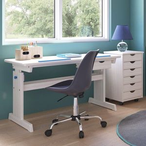 Birou reglabil pe inaltime Baru, Inter Link, 109x55x63-96 cm, lemn, alb imagine