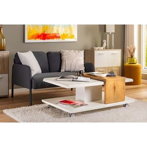 Masuta de cafea Joliet, Inter Link, 110x60x45 cm, lemn, alb/stejar imagine