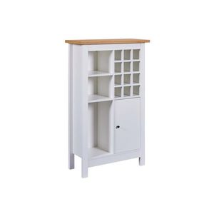 Dulap pentru sticle de vin Julina, Inter Link, 76.8x33x124.4 cm, lemn, alb/natur imagine