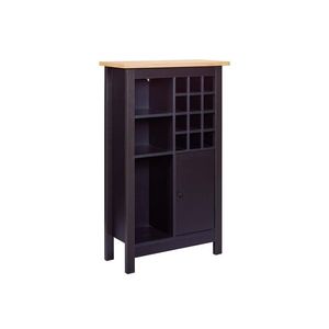 Dulap pentru sticle de vin Helina, Inter Link, 76.8x33x124.4 cm, MDF, negru/natur imagine