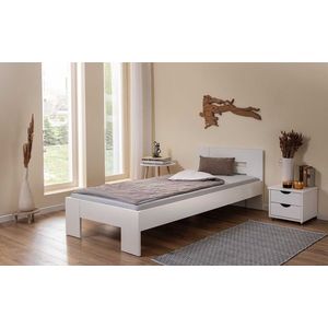 Pat pentru o persoana, 90x200 cm, Annik, Inter Link, lemn, alb imagine