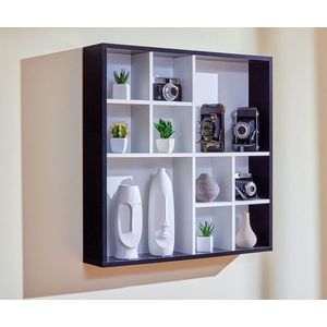 Raft de perete Decem, Inter Link, 70x13x70 cm, lemn, alb/negru imagine